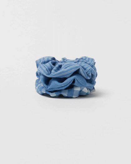 Pack of Three Denim Scrunchies