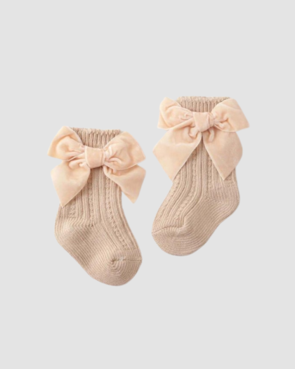 Chaussettes Fantaisie Beiges avec Nœud