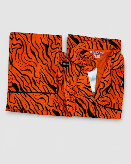 Pyjama Orange à Rayures Tigre Noires – Coccolarsi