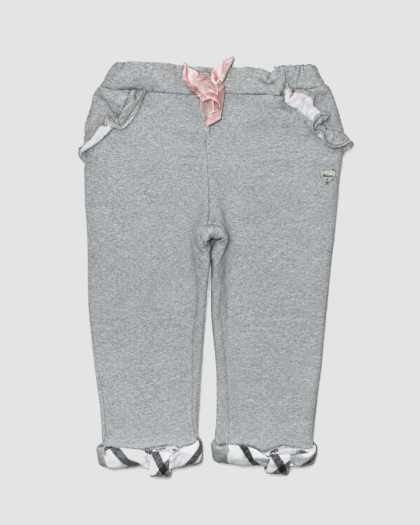 Seconde main – Pantalon gris à nœud rose