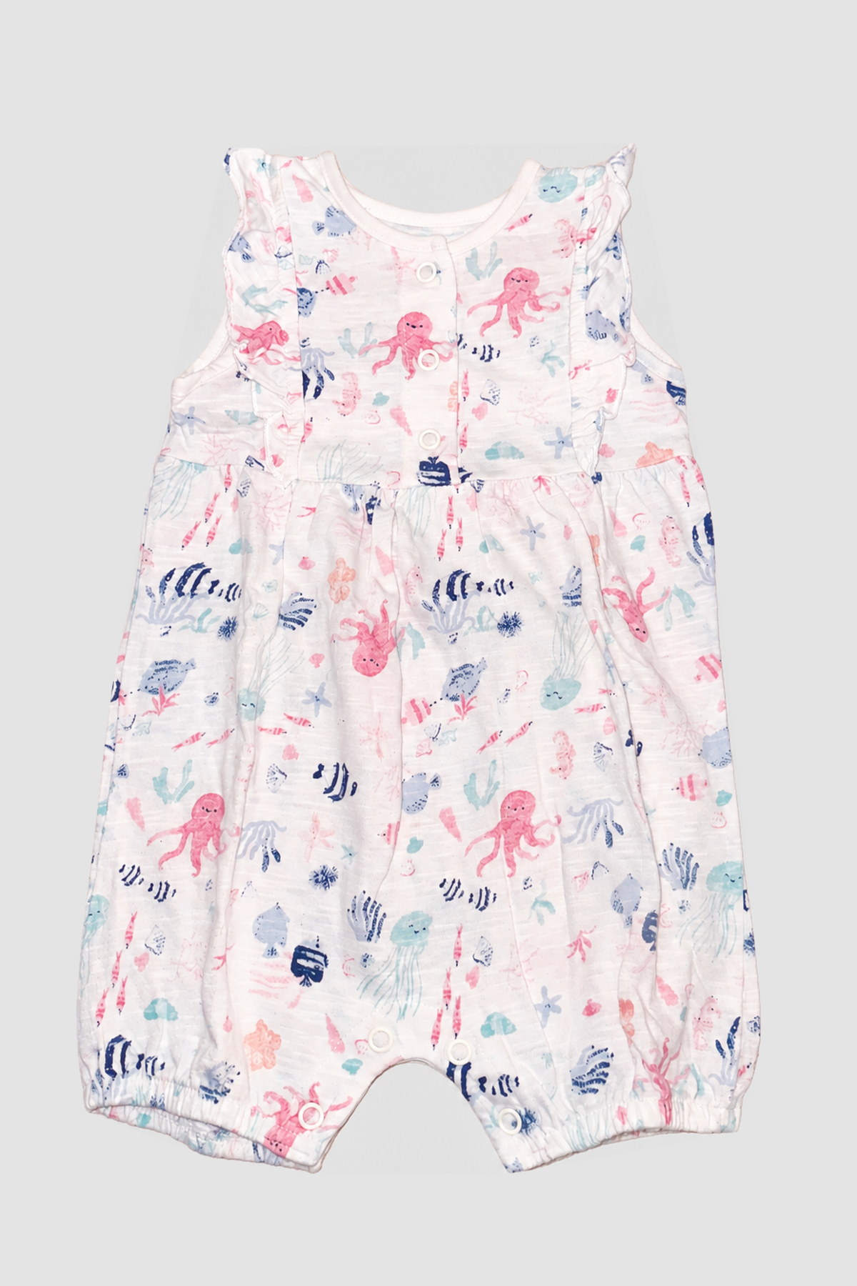 Seconde main - Barboteuse bébé blanche à motifs marins pastel
