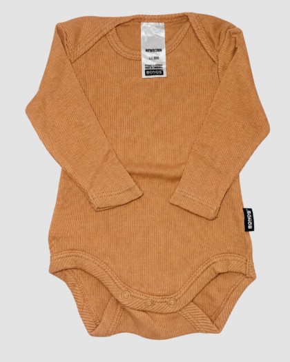Seconde main - Body bébé marron côtelé à manches longues