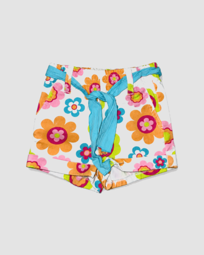 Seconde main – Short fleuri multicolore à ceinture