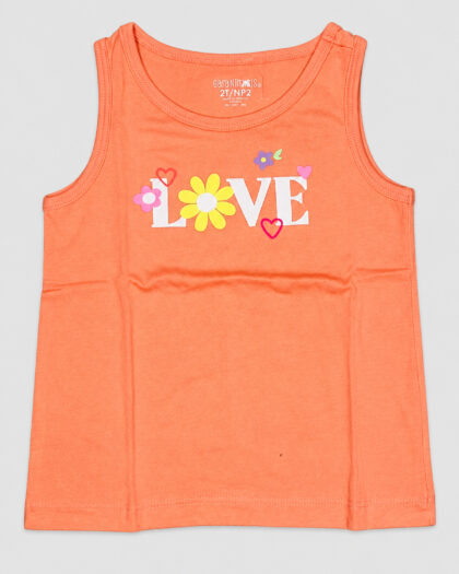 Seconde main – Débardeur corail « Love » à motifs floraux