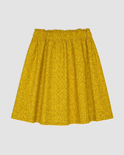 Seconde main – Jupe jaune moutarde à motif feuillage