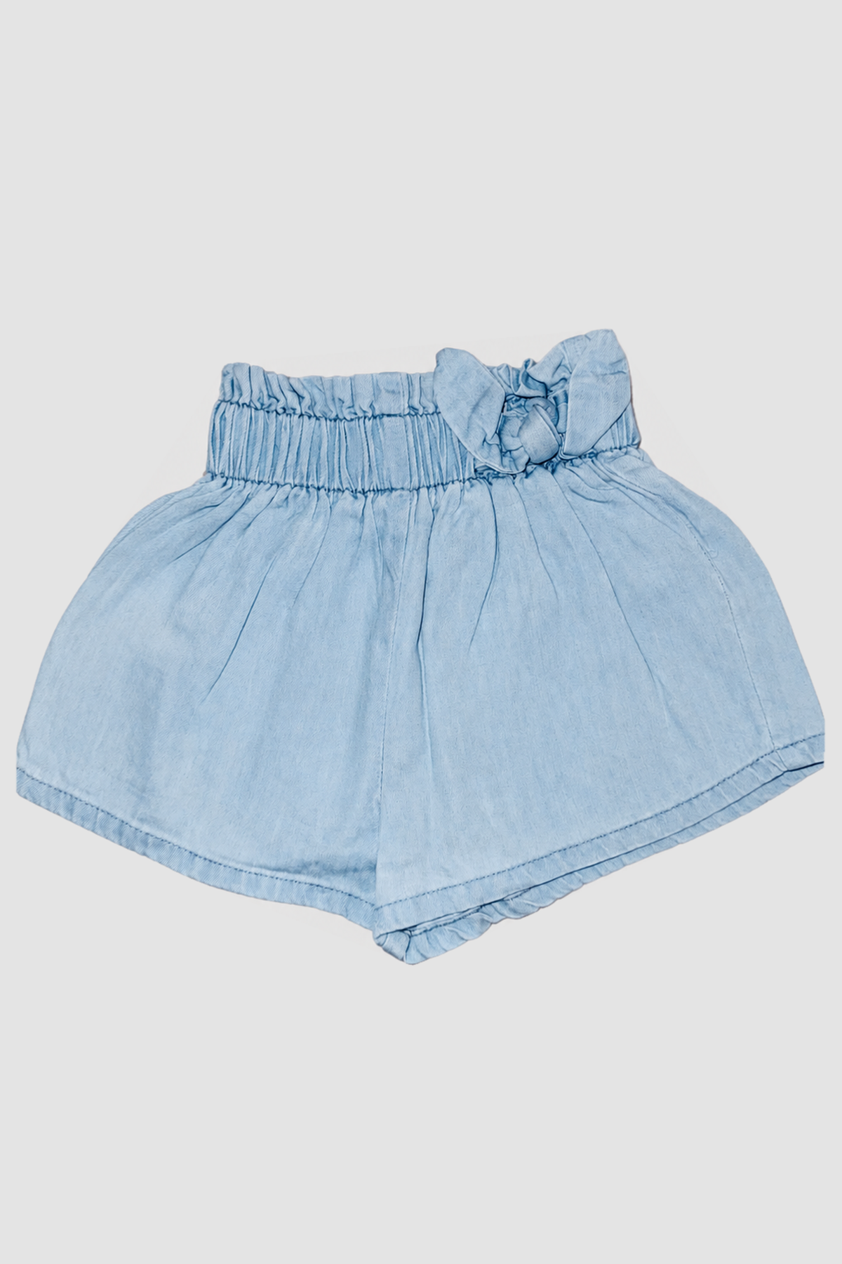 Seconde main - Short bébé bleu ciel à taille élastique et nœud