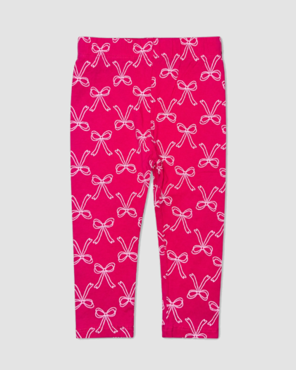 Seconde main – Legging rose à motifs nœuds