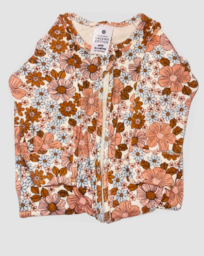 Seconde main - Grenouillère bébé fleurie zippée en coton