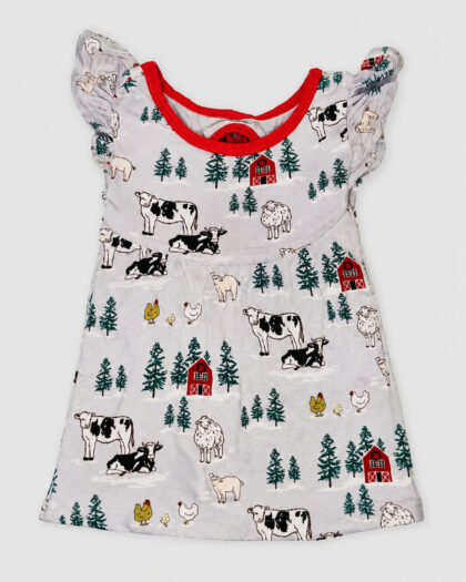 Seconde main – Robe grise à motifs ferme et animaux