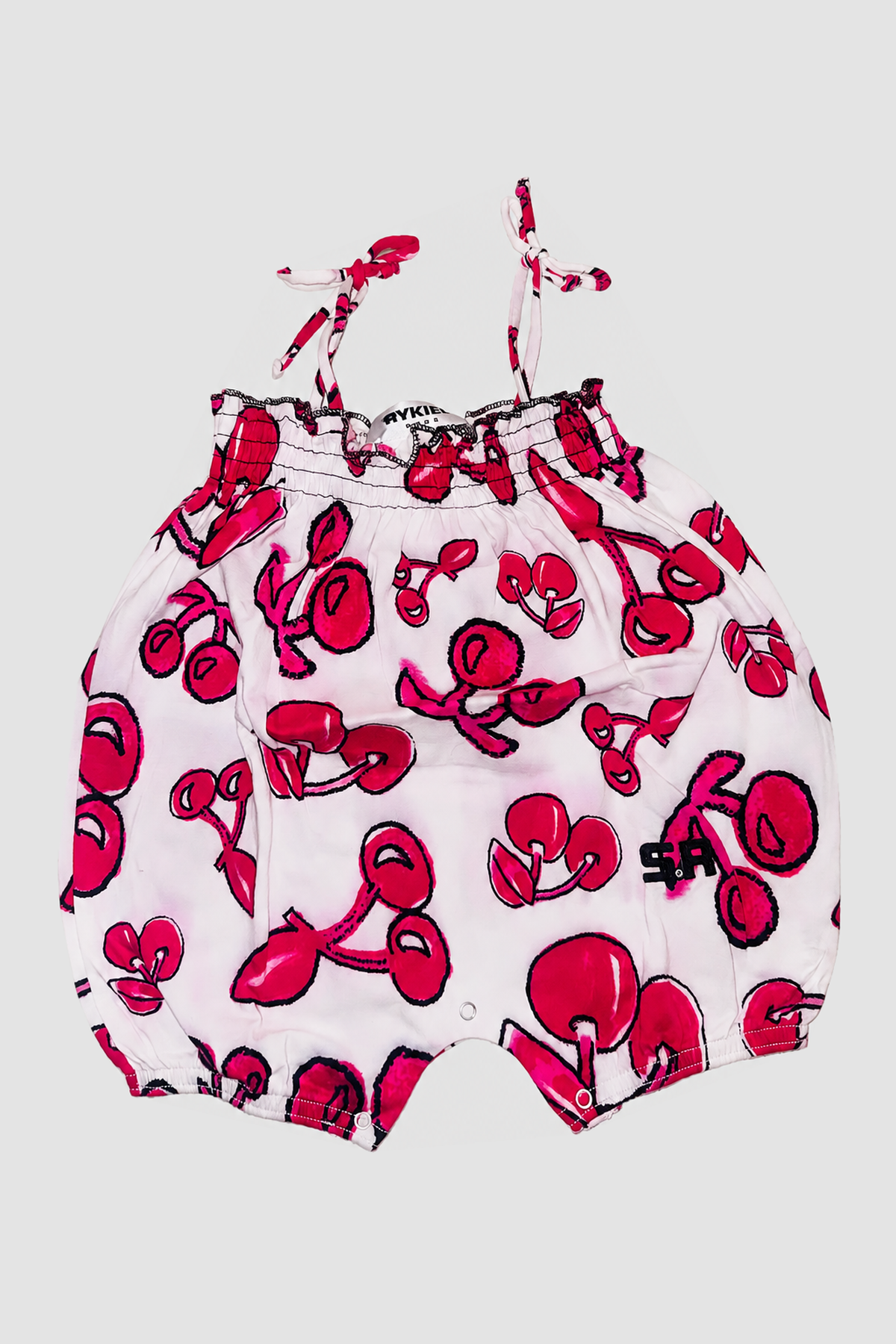 Seconde main - Barboteuse bébé blanche à motifs cerises fuchsia