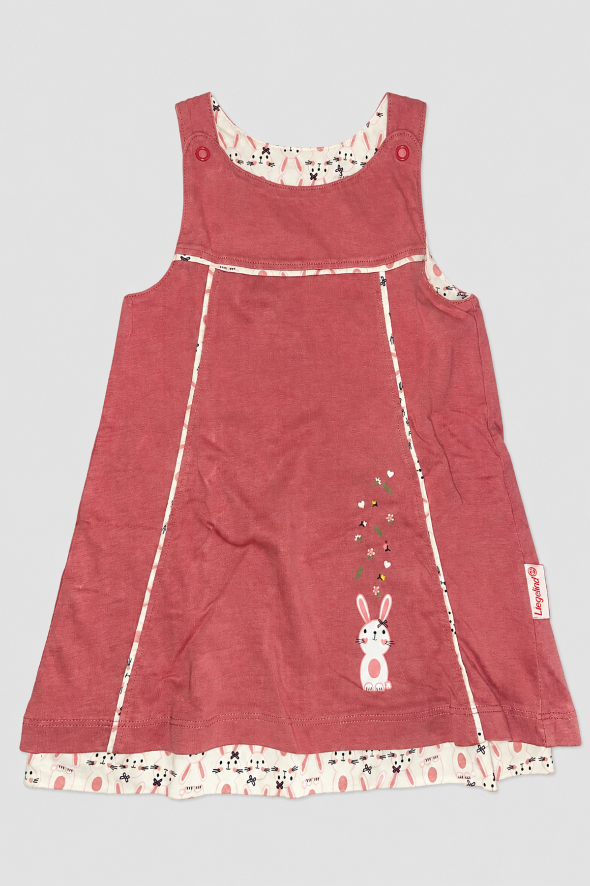 Seconde main - Robe rose sans manches à motifs lapins