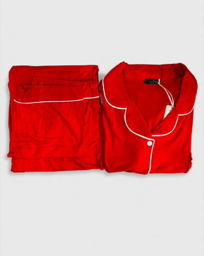 Ensemble de Pyjama Rouge à Liseré Blanc