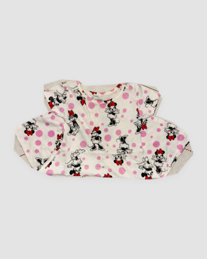 Seconde main - Robe blanche à pois roses et personnages