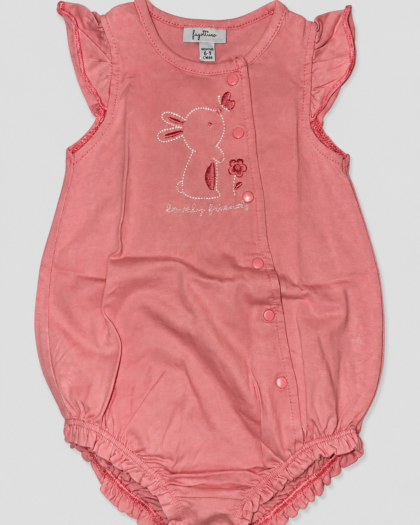 Seconde main – Barboteuse rose à motif lapin