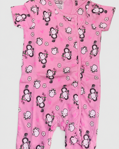 Seconde main – Barboteuse rose à motifs moutons