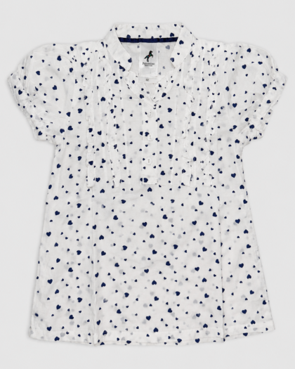 Seconde main – Blouse blanche à petits cœurs bleu marine
