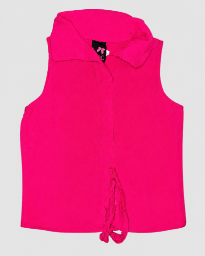 Seconde main – Chemisier fuchsia sans manches à col