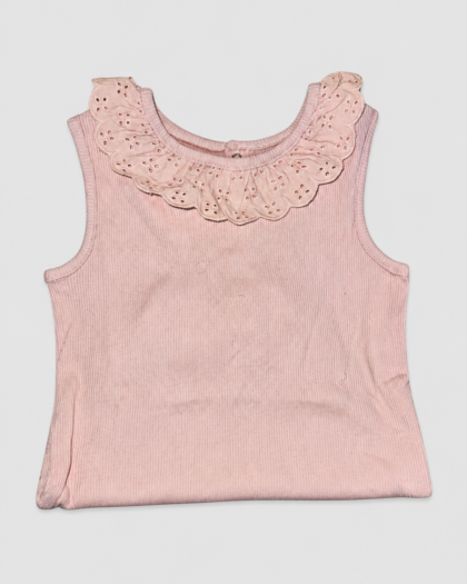 Seconde main – Débardeur rose poudré à col brodé