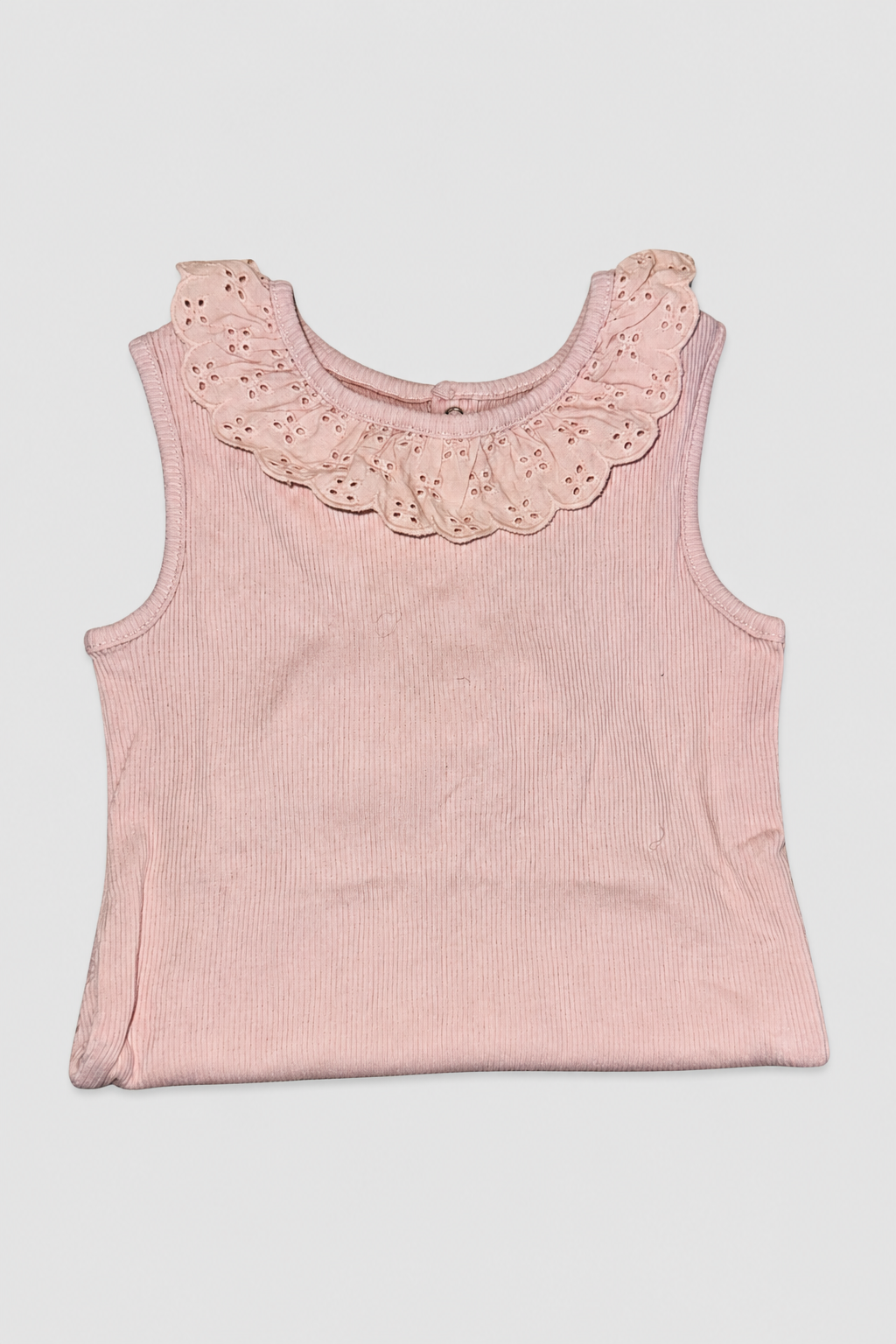 Seconde main – Débardeur rose poudré à col brodé