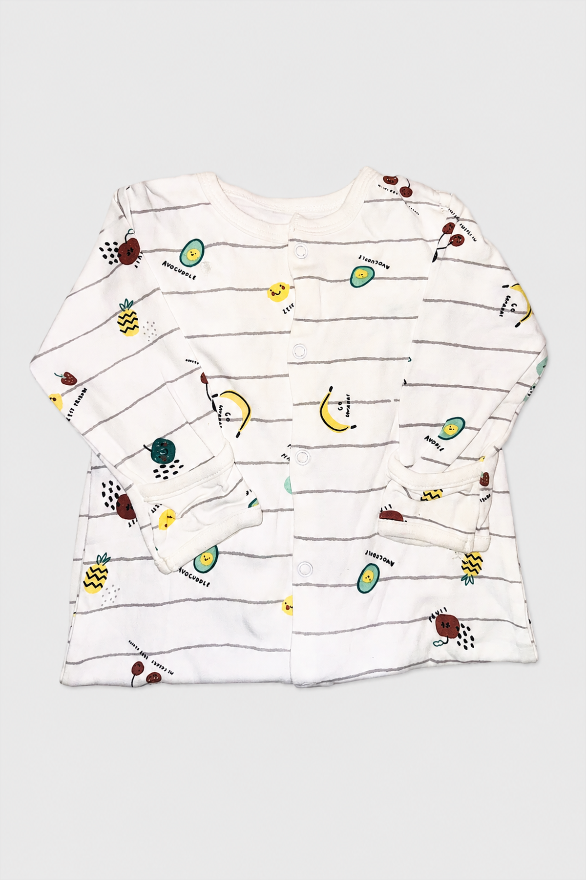 Seconde main – Grenouillère blanche à motifs fruits