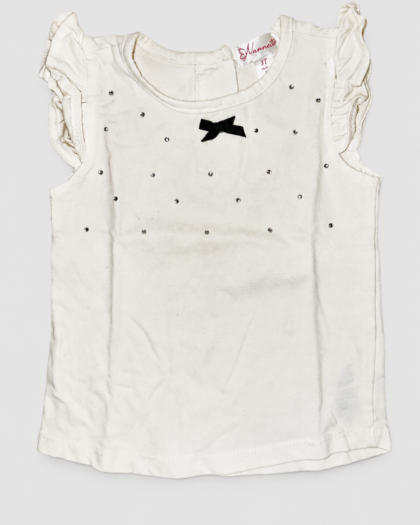 Seconde main – Haut blanc à strass et nœud noir