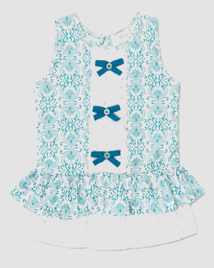 Seconde main – Haut blanc et turquoise à nœuds