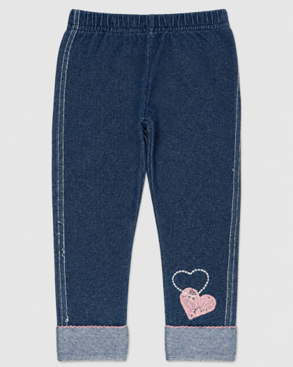 Seconde main – Jegging bleu foncé à cœur rose