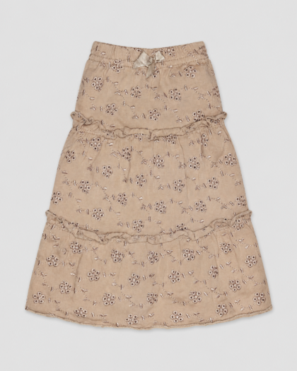 Seconde main – Jupe beige brodée à volants