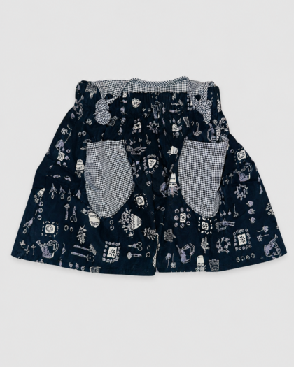 Seconde main – Jupe bleu marine à poches vichy