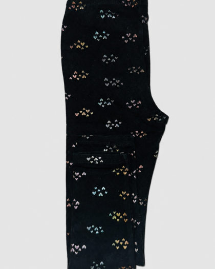 Seconde main – Legging noir à petits cœurs scintillants