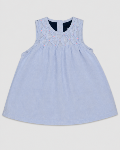 Seconde main – Robe bleu clair à smocks