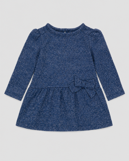 Seconde main – Robe bleu marine chiné à nœud