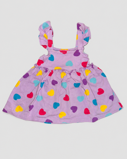 Seconde main - robe lilas à cœurs multicolores