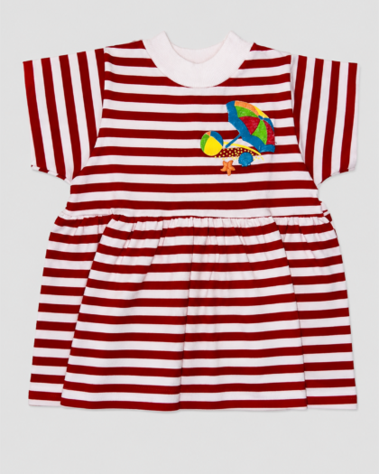 Seconde main – Robe marinière rouge à motif plage