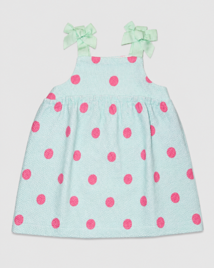 Seconde main – Robe vert menthe à pois roses