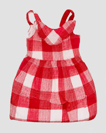 Seconde main – Robe rouge et blanche à carreaux et grand nœud