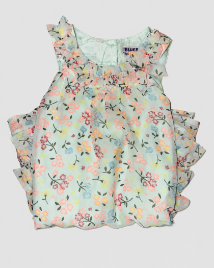 Seconde main – Robe vert menthe à fleurs
