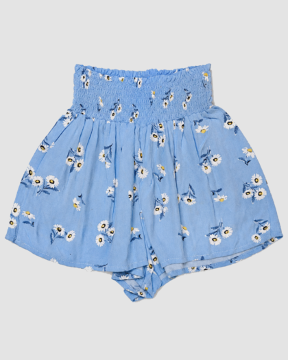 Seconde main – Short fluide bleu à marguerites