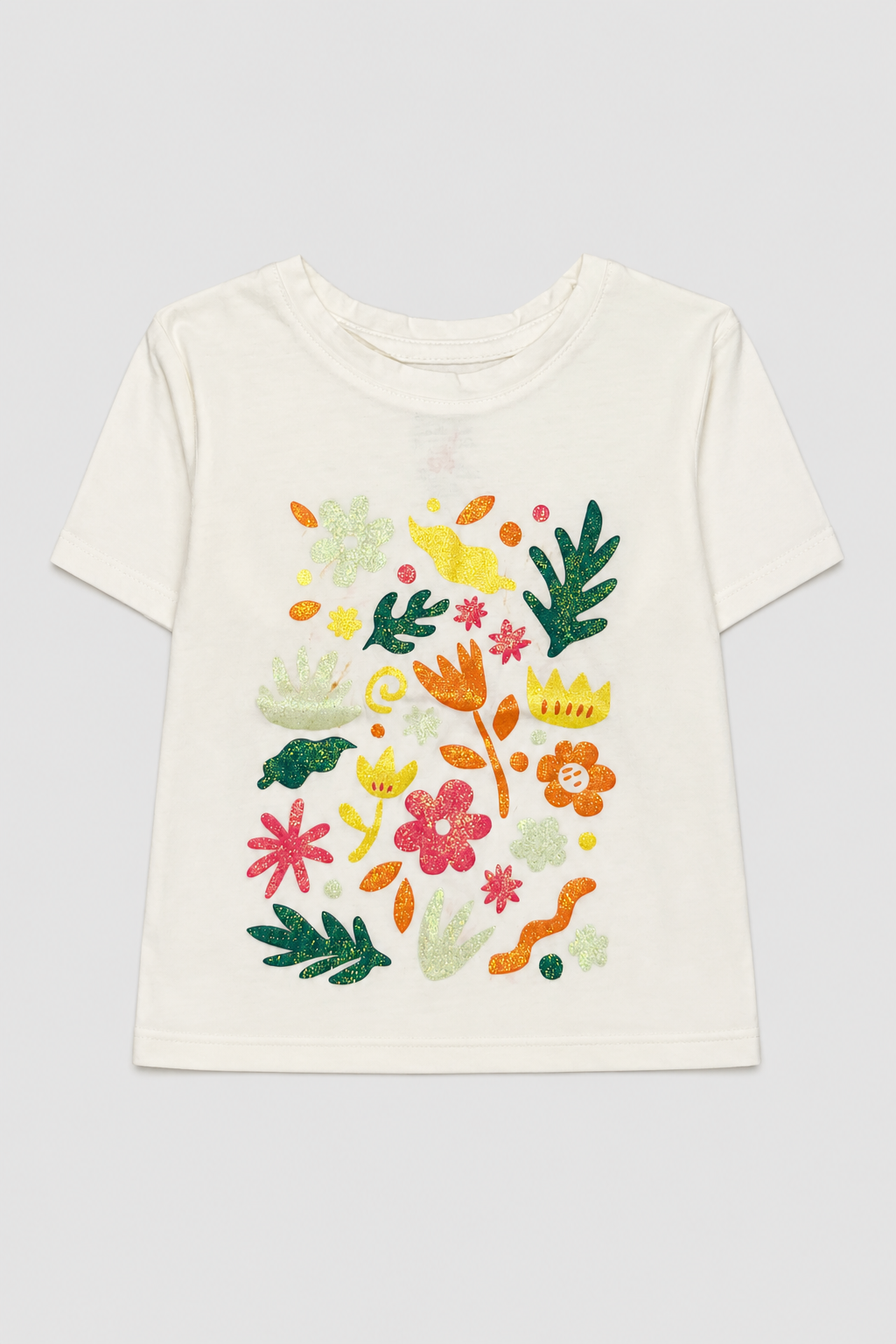 Seconde main – T-shirt blanc à motifs fleuris scintillants