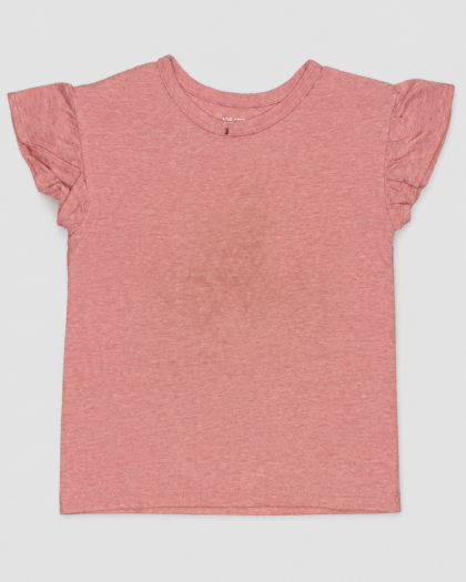 Seconde main – T-shirt rose à manches volantées