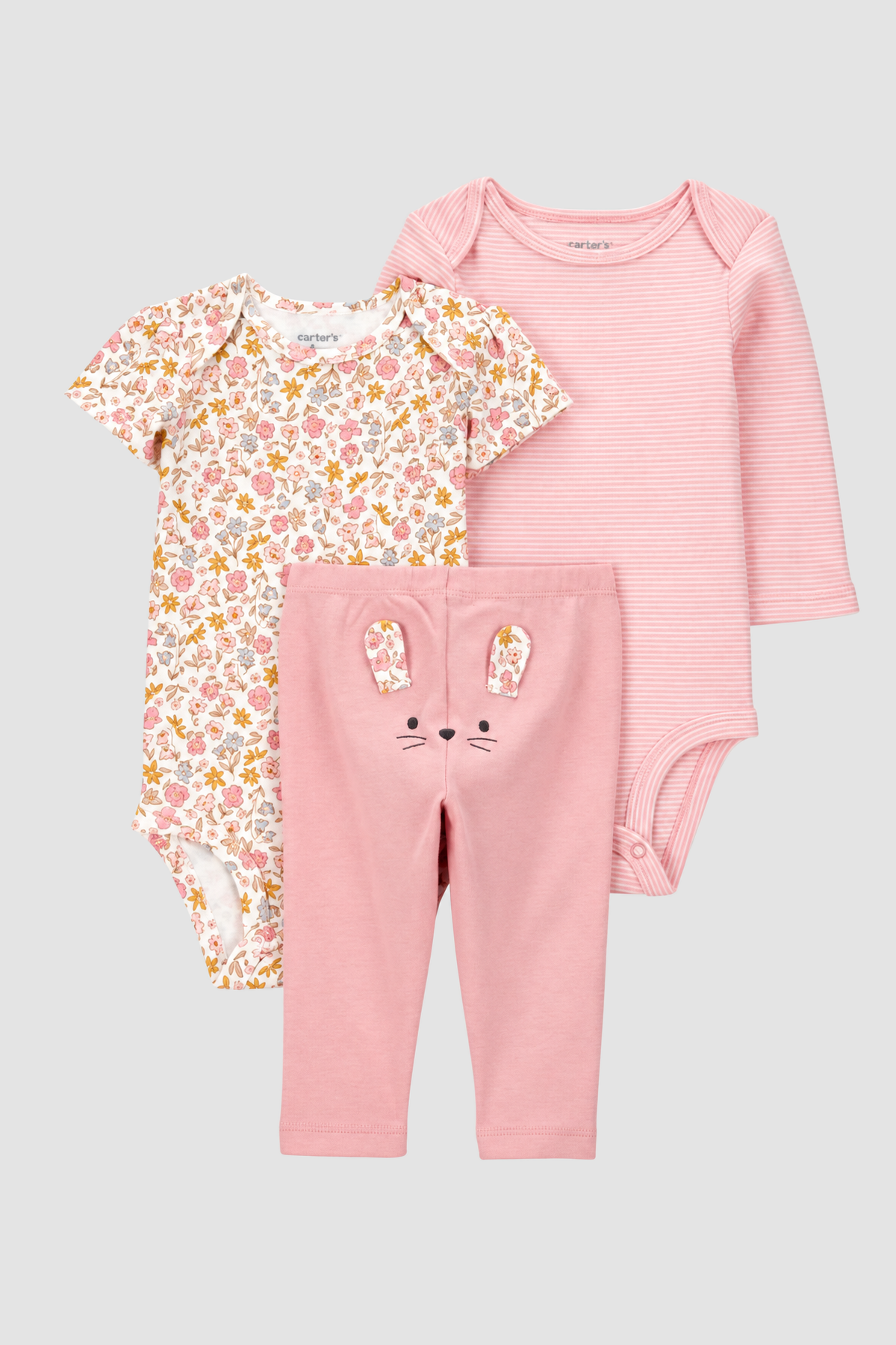 Ensemble bébé deux bodies et legging lapin 3 pièces- Carters (6 mois)