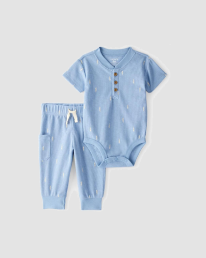 Body polo bleu ciel et pantalon assorti Carter’s pour bébé garçon