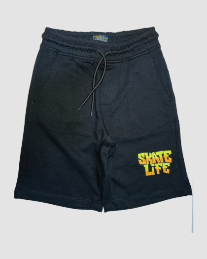 short garcon noir skate life face