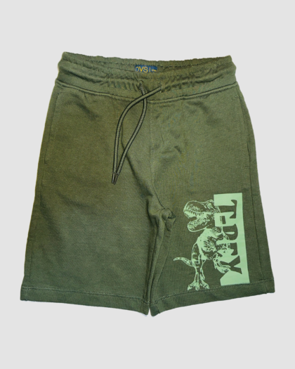 short garcon vert army graphique face