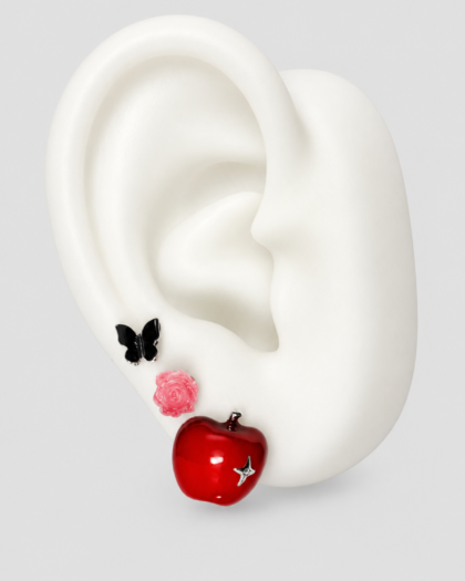 Lot de trois pins papillon, rose et pomme
