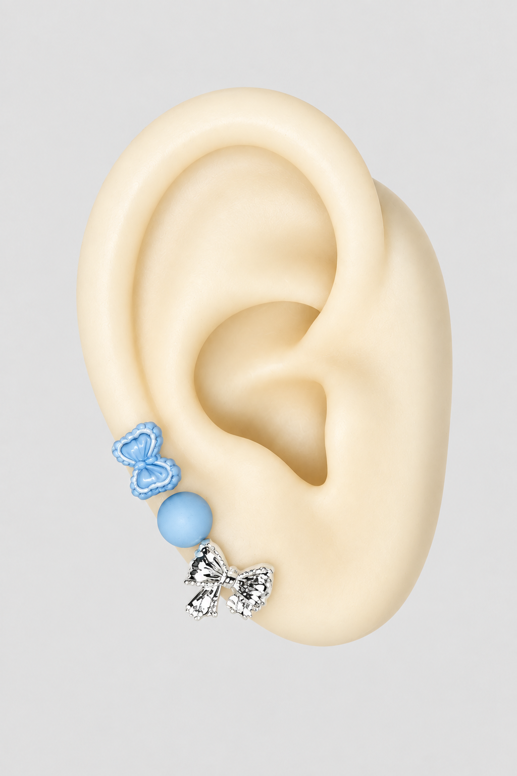 Lot de 3 pins bleu ciel et argent