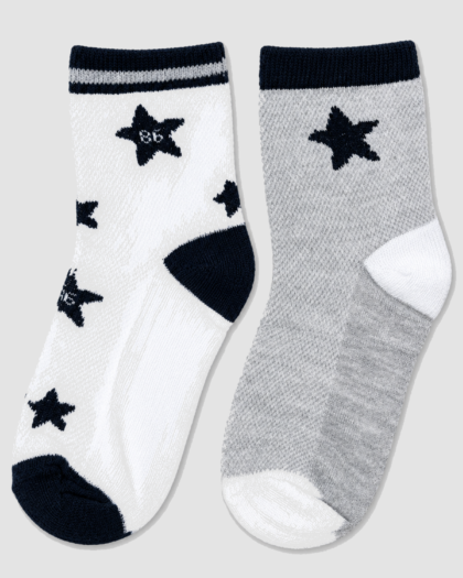 Chaussettes blanches et grises à étoiles - Lot de 2