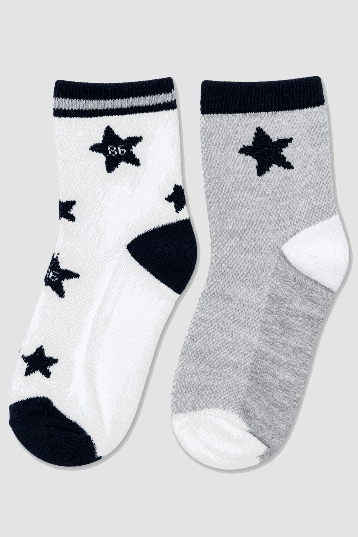 Chaussettes blanches et grises à étoiles - Lot de 2