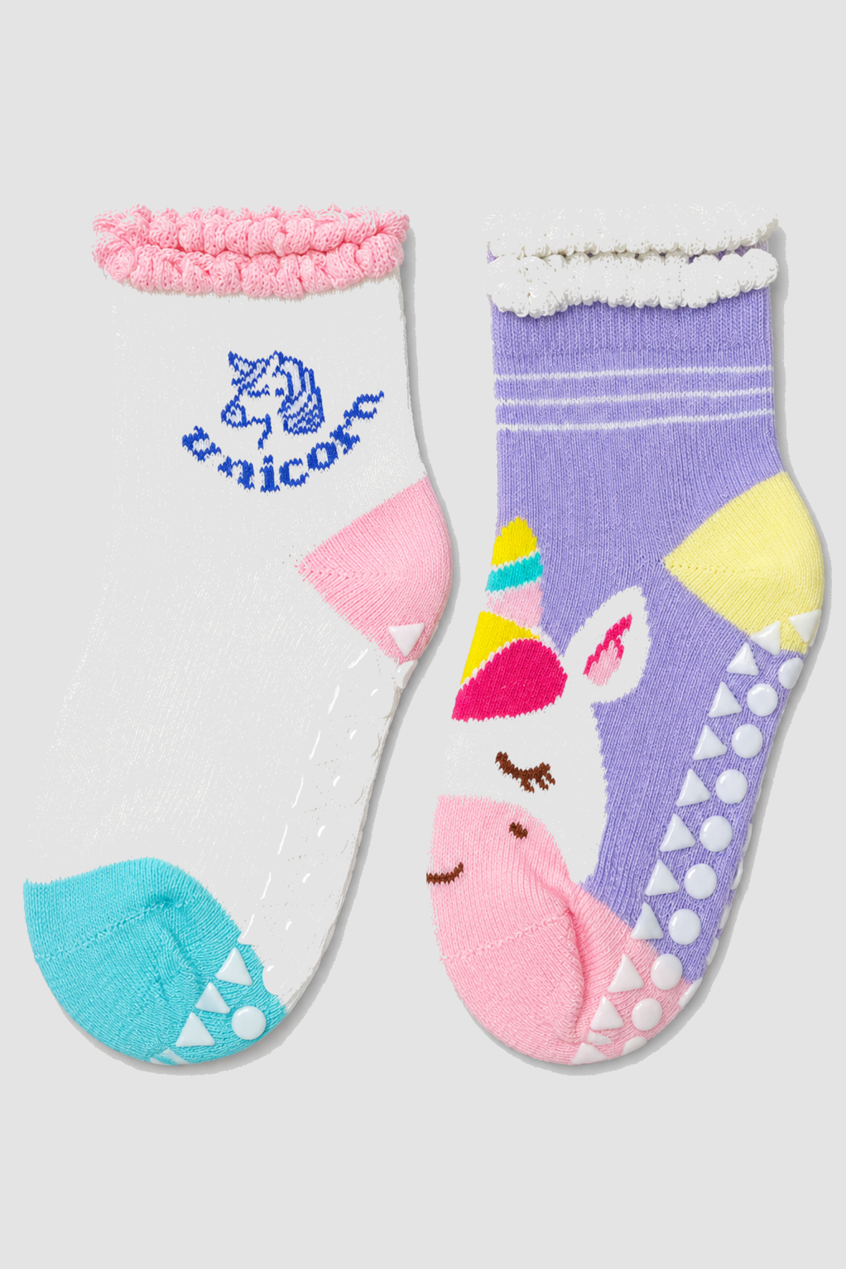 Chaussettes fantaisie licorne blanches et violettes - Lot de 2
