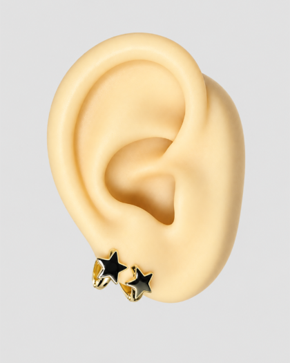 Boucles d’oreilles étoiles doré en acier inoxydable